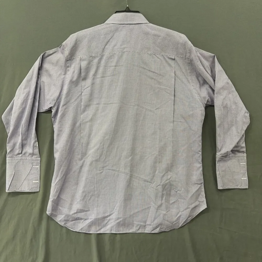 Robert Talbot Estate Mens Purple&White Gingham Check Dress Shirt USA